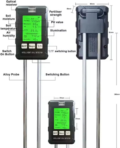 2025 Best 6 in 1 Intelligent Soil Meter Fertility/Ph/Moisture/Tmep/Sunlight/Humidity Soil Tester for Agriculture and Garden