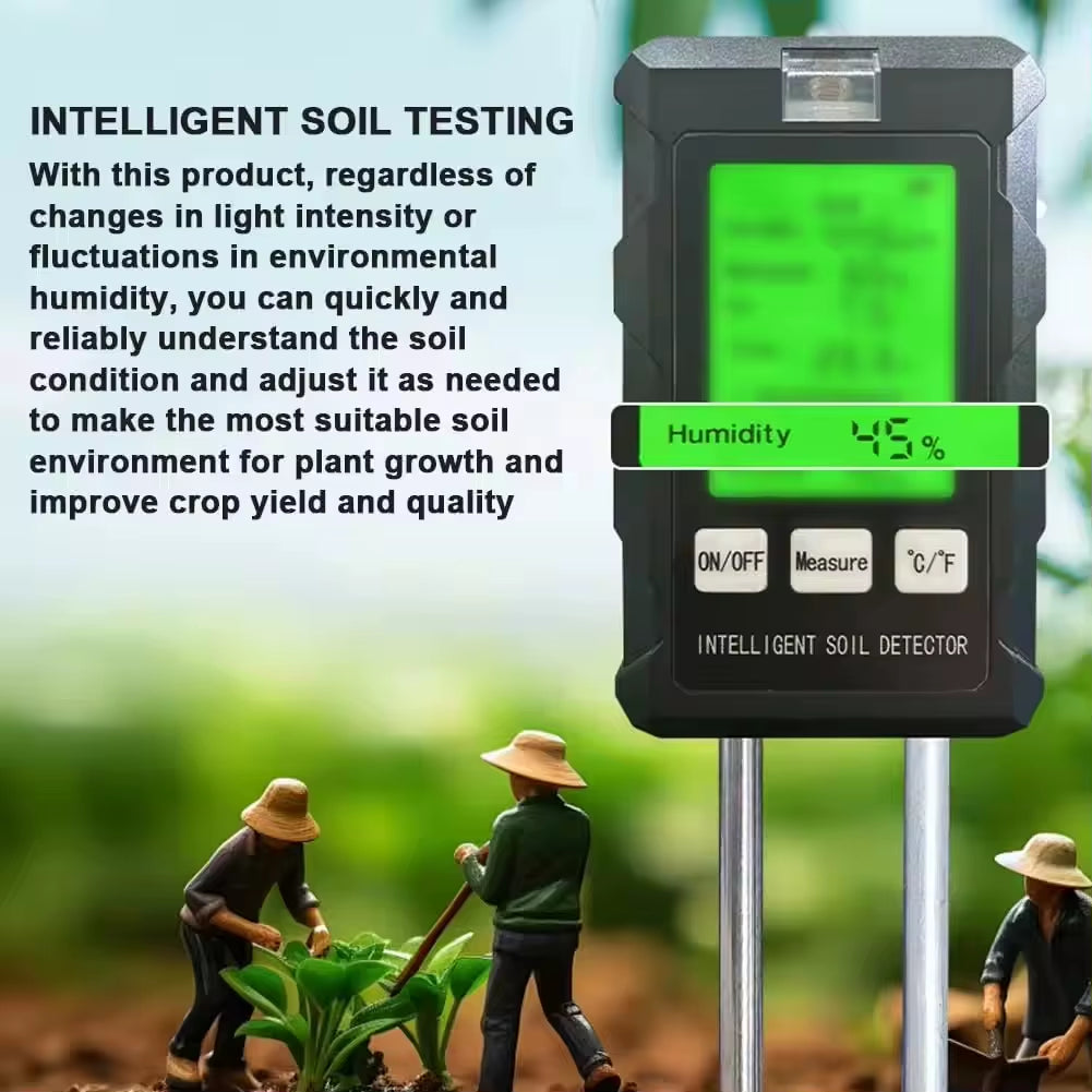 2025 Best 6 in 1 Intelligent Soil Meter Fertility/Ph/Moisture/Tmep/Sunlight/Humidity Soil Tester for Agriculture and Garden